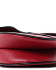 Grained Calfskin Mini Saddle Bag Red