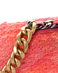 Wool Tweed Lambskin Quilted CHNL 19 Wallet On Chain WOC Coral Pink