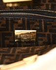 Vitello Seta Suede FF Mini Peekaboo Iconic Satchel Uovo Sigaro Marrone
