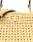 Raffia Embroidered Vitello King Shiny Nappa Intreccio Small Peekaboo I SEE U Satchel Sahara