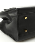Grainy Calfskin Large Virtus Top Handle Tote Black