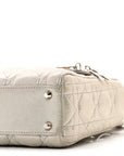Metallic Lambskin Cannage Mini Lady D1OR Silver
