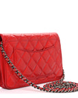 Glazed Calfskin Quilted Reissue Wallet On Chain WOC Red