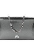 Textured Patent Bi-color GG Marmont Wallet on Chain Silver Blue