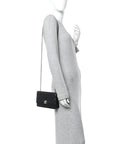 Lambskin Quilted Trendy CC Wallet On Chain WOC Black