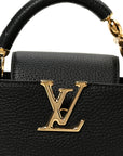 Taurillon Embellished Flower Handle Capucines Mini Black