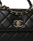 Lambskin Quilted Small Trendy CC Flap Dual Handle Bag Black