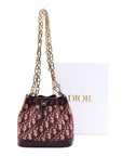Oblique Drawstring Chain Bucket Bag Burgundy