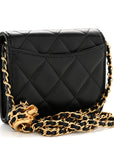 Lambskin Quilted Pearl Crush Clutch With Chain Black