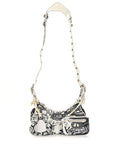 Agneau Arena Graffiti Le Cagole Shoulder Bag XS White Black