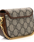 GG Supreme Monogram Azalea Calfskin Web Horsebit 1955 Wallet On Strap Beige Ebony Brown Sugar