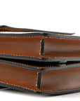 Smooth Calfskin Canvas Horseferry Print Mini Title Bag with Pocket Natural Malt Brown