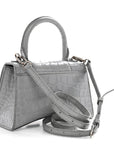 Shiny Calfskin Crocodile Embossed Hourglass Top Handle Bag XS BLCG Grey