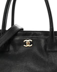 Calfskin Cerf Executive Shopper Tote Black