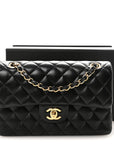 Lambskin Quilted Small Double Flap Black