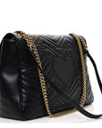 Calfskin Matelasse Medium GG Marmont Shoulder Bag Black
