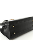 Grainy Calfskin Large Virtus Top Handle Tote Black
