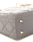 Lambskin Cannage Small Lucky Badges My Lady D1OR Grey