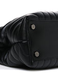 Calfskin Y Quilted Monogram Monochrome Large Loulou Chain Satchel Black
