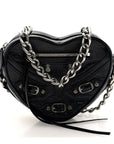 Agneau Arena Mini Le Cagole Heart Bag Black