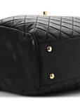 Lambskin Quilted Drawstring Bag Black