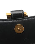Shiny Box Calfskin Hourglass Top Handle Bag XS Black