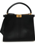 Vitello Seta Glazed Fabric FF 1974 Medium Peekaboo X-Lite Black Mogano Panna
