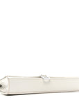 Shiny Box Calfskin Tonal B Hourglass Stretch Top Handle Bag White