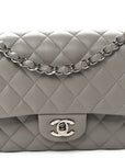 Lambskin Quilted Medium Double Flap Grey