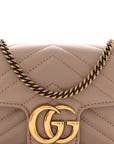 Calfskin Matelasse Super Mini GG Marmont Shoulder Bag Porcelain Rose