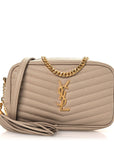 Grain De Poudre Matelasse Monogram Mini Lou Camera Bag Dark Beige