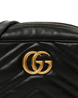 Calfskin Matelasse Mini GG Marmont Chain Shoulder Bag Black