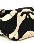 Fabric Printed Large CHNL 19 Flap Black Ecru