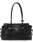 Antiqued Calfskin Triangle Medium Bonnie Shoulder Bag Black