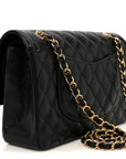 Caviar Quilted Medium Double Flap Black