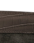Calfskin Crocodile Embossed Medium Monogram Sunset Fog