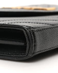 Grain De Poudre Matelasse Chevron Monogram Envelope Chain Wallet Black