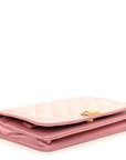Metallic Lambskin Quilted Boy Wallet On Chain WOC Pink