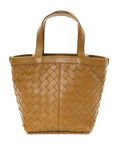 Nappa Intrecciato Small Flip Flap Tote Acorn Brass