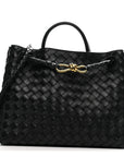 Nappa Intrecciato Medium Andiamo Shoulder Bag Black
