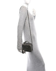 Metallic Caviar Quilted Small CC Filigree Vanity Case Dark Silver
