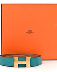 Swift Epsom 24mm Mini Constance H Belt 80 32 Bleu Paon Gold