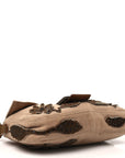Wool Pony Hair Flower Applique Baguette Brown