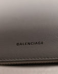 Calfskin Crocodile Embossed Small Hourglass Top Handle Bag White