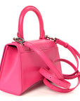 Shiny Box Calfskin Hourglass Top Handle Bag XS Acid Fuchsia