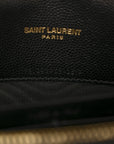 Grain De Poudre Matelasse Chevron Monogram Envelope Chain Wallet Black