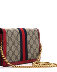 GG Supreme Monogram Web Queen Margaret Chain Wallet Red