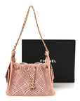 Perforated Calfskin Quilted Mini CHNL 25 Handbag Light Pink