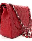 Caviar Quilted Jumbo Double Flap Dark Red