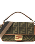 Canvas Vitello King FF Embroidered Baguette Amazzonia Cuoio